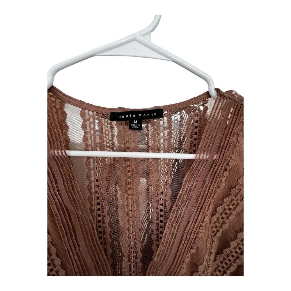 Haute Monde Women’s Brown Lace embroidery Blouse - Picture 2 of 4